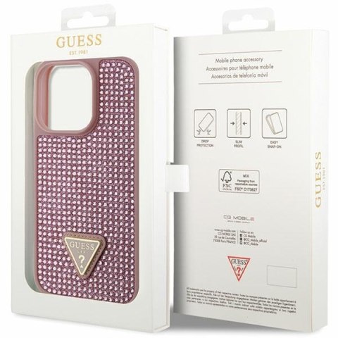 Guess GUHCP14LHDGTPP iPhone 14 Pro 6.1" różowy/pink hardcase Rhinestone Triangle