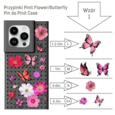 Zestaw Etui Pinit Dynamic + Flower/ Butterfly Pin iPhone 14 6.1" czarny/black wzór 1
