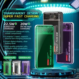 WEKOME WP-351 Vanguard Series - Power bank 20000 mAh PD 20W + QC 22.5W (Fioletowy / Przezroczysty)