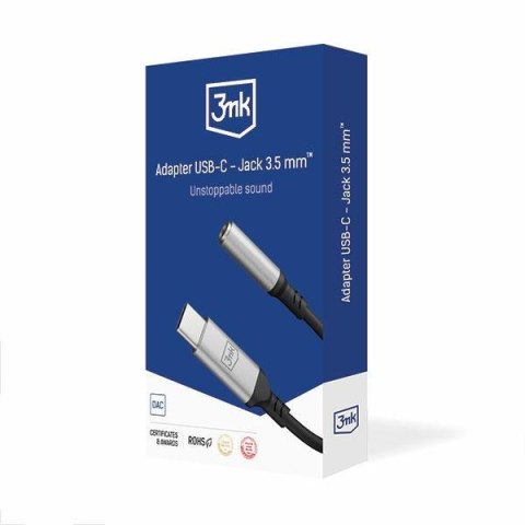 3MK Adapter USB-C - Jack 3,5 mm czarny/black