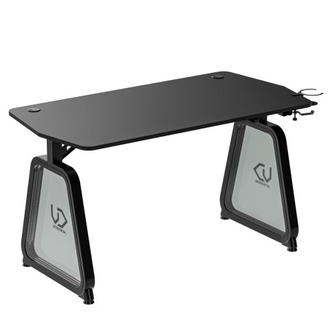 ULTRADESK Biurko dla gracza BOOSTER, 136x70,5 cm, 75 cm, podświetlenie RGB, uchwyt na słuchawki i napój