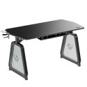 ULTRADESK Biurko dla gracza BOOSTER, 136x70,5 cm, 75 cm, podświetlenie RGB, uchwyt na słuchawki i napój