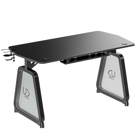 ULTRADESK Biurko dla gracza BOOSTER, 136x70,5 cm, 75 cm, podświetlenie RGB, uchwyt na słuchawki i napój
