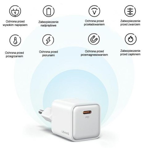 USAMS Ład. siec. 1xUSB-C PD30W 3A (only head) PD3.0 Fast Charging biały/white X-ron Series CC186TC02 (US-CC186)