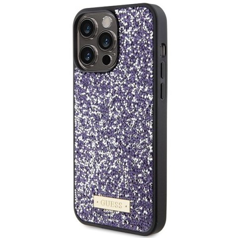 Guess GUHCP15LPFGSBSP iPhone 15 Pro 6.1" fioletowy/purple hardcase Rhinestone Metal Logo