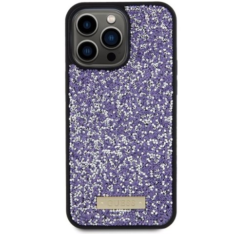 Guess GUHCP15LPFGSBSP iPhone 15 Pro 6.1" fioletowy/purple hardcase Rhinestone Metal Logo