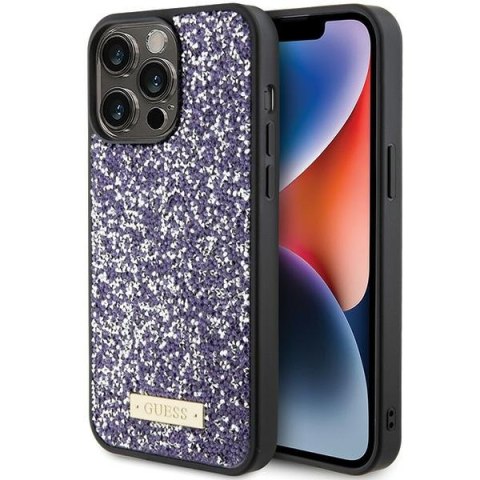 Guess GUHCP15XPFGSBSP iPhone 15 Pro Max 6.7" fioletowy/purple hardcase Rhinestone Metal Logo