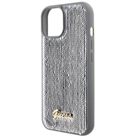 Guess GUHCP15SPSFDGSS iPhone 15 6.1" srebrny/silver hardcase Sequin Script Metal