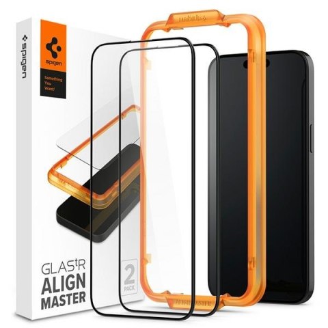 Spigen Alm Glass FC iPhone 15 6.1" 2 szt. szkło hartowane czarna ramka AGL06906