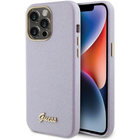 Guess GUHCP15XPGMCSL iPhone 15 Pro Max 6.7" liliowy/lilac hardcase Glitter Glossy Script