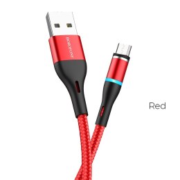 Kabel USB-A do microUSB z magnetyczną końcówką i podświetleniem, 1,2 m (Czerwony)