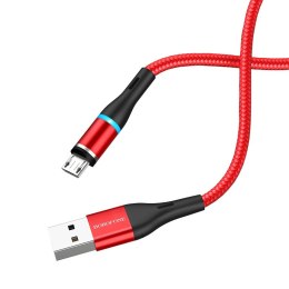 Kabel USB-A do microUSB z magnetyczną końcówką i podświetleniem, 1,2 m (Czerwony)