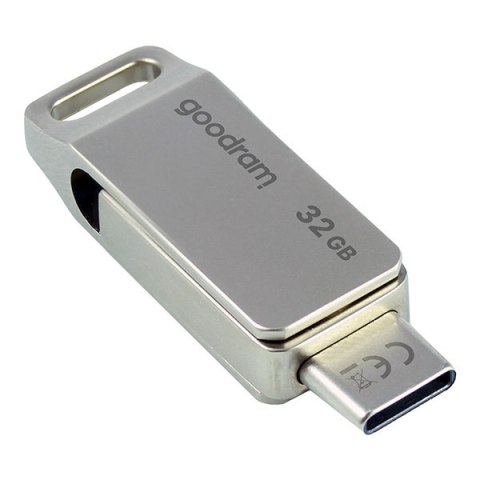 Goodram USB flash disk, USB 3.0, 32GB, ODA3, srebrny, ODA3-0320S0R11, USB A / USB C, z obrotową osłoną