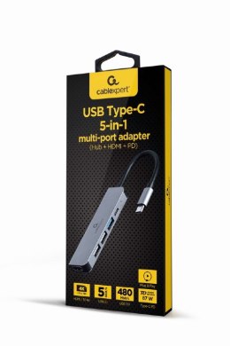 Adapter GEMBIRD A-CM-COMBO5-03 USB-C - 3x USB-A + HDMI