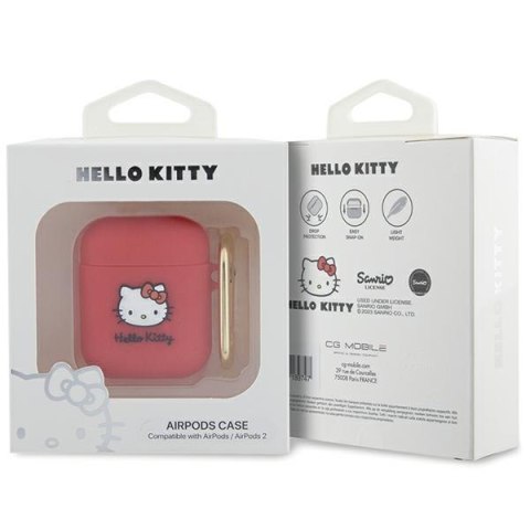 Hello Kitty HKA23DKHSF Airpods 1/2 cover fuksja/fuschia Silicone 3D Kitty Head
