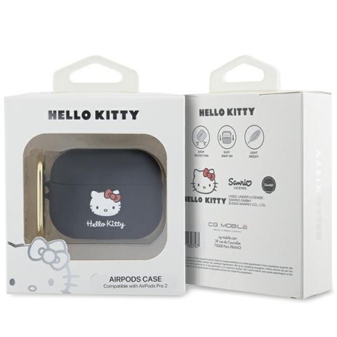 Hello Kitty HKAP23DKHSK Airpods Pro 2 cover czarny/black Silicone 3D Kitty Head