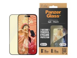 PanzerGlass | Screen protector - glass | Apple iPhone 15 | Glass | Black | Transparent