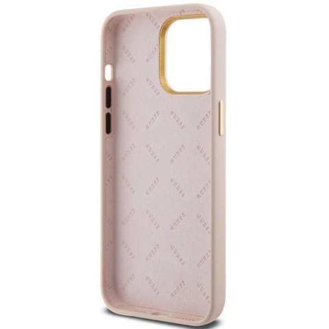 Guess GUHCP15XSMBSLP iPhone 15 Pro Max 6.7" różowy/pink hardcase Silicone Script Metal Logo & Frame