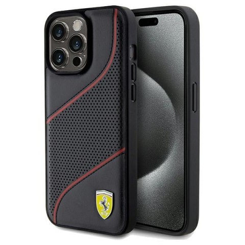 Ferrari FEHCP15XPWAK iPhone 15 Pro Max 6.7" czarny/black hardcase Perforated Waves Metal Logo