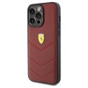Ferrari FEHCP15XRDUR iPhone 15 Pro Max 6.7" czerwony/red hardcase Leather Stitched Lines
