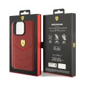 Ferrari FEHCP15XRDUR iPhone 15 Pro Max 6.7" czerwony/red hardcase Leather Stitched Lines