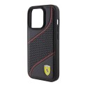 Ferrari FEHCP15LPWAK iPhone 15 Pro 6.1" czarny/black hardcase Perforated Waves Metal Logo