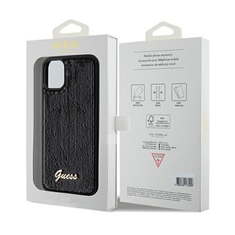 Guess GUHCN61PSFDGSK iPhone 11 / Xr 6.1" czarny/black hardcase Sequin Script Metal