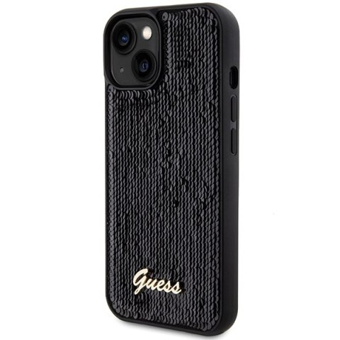 Guess GUHCP14SPSFDGSK iPhone 14 / 15 / 13 6.1" czarny/black hardcase Sequin Script Metal