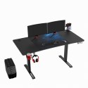 ULTRADESK Biurko dla gracza LEVEL V2 BLUE, 140x68cm, 72-117cm, elektycznie regulowany, z podkładką pod mysz XXL, uchwyt na słuch