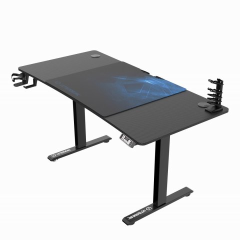 ULTRADESK Biurko dla gracza LEVEL V2 BLUE, 140x68cm, 72-117cm, elektycznie regulowany, z podkładką pod mysz XXL, uchwyt na słuch