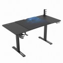 ULTRADESK Biurko dla gracza LEVEL V2 BLUE, 140x68cm, 72-117cm, elektycznie regulowany, z podkładką pod mysz XXL, uchwyt na słuch