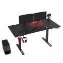 ULTRADESK Biurko dla gracza LEVEL V2 RED, 140x68cm, 72-117cm, elektycznie regulowany, z podkładką pod mysz XXL, uchwyt na słucha
