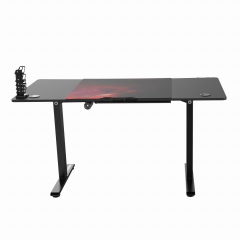 ULTRADESK Biurko dla gracza LEVEL V2 RED, 140x68cm, 72-117cm, elektycznie regulowany, z podkładką pod mysz XXL, uchwyt na słucha