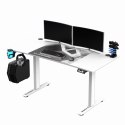 ULTRADESK Biurko dla gracza LEVEL V2 WHITE, 140x68cm, 72-117cm, elektycznie regulowany, z podkładką pod mysz XXL, uchwyt na słuc