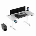ULTRADESK Biurko dla gracza LEVEL V2 WHITE, 140x68cm, 72-117cm, elektycznie regulowany, z podkładką pod mysz XXL, uchwyt na słuc