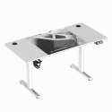 ULTRADESK Biurko dla gracza LEVEL V2 WHITE, 140x68cm, 72-117cm, elektycznie regulowany, z podkładką pod mysz XXL, uchwyt na słuc
