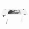 ULTRADESK Biurko dla gracza LEVEL V2 WHITE, 140x68cm, 72-117cm, elektycznie regulowany, z podkładką pod mysz XXL, uchwyt na słuc