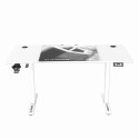 ULTRADESK Biurko dla gracza LEVEL V2 WHITE, 140x68cm, 72-117cm, elektycznie regulowany, z podkładką pod mysz XXL, uchwyt na słuc