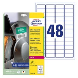 Avery Zweckform etykiety 45.7mm x 21.2mm, A4, białe, 48 etykiety, bardzo trwałe, pakowane po 10 szt., L7911-10, do drukarek lase