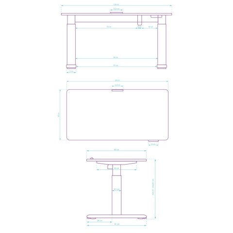 Biurko dla dzieci, elektycznie regulowany, czarna płyta, 120X60 cm, 55-81 cm, PULSAR, uchwyt na słuchawki, klips na kable, ULTRA