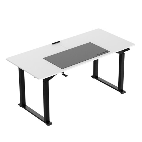 Biurko, elektycznie regulowany, Blat biały, 160x75 cm, 74-116 cm, UPLIFT, z podkładką pod mysz XXL, ULTRADESK
