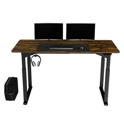 Biurko, elektycznie regulowany, brązowa płyta, 160x75 cm, 74-116 cm, UPLIFT, z podkładką pod mysz XXL, ULTRADESK