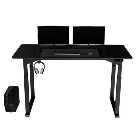 Biurko, elektycznie regulowany, czarna płyta, 160X75 cm, 74-116 cm, UPLIFT, z podkładką pod mysz XXL, ULTRADESK