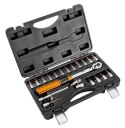 Klucz dynamometryczny z zestawem końcówek08-821, 21 szt, rozmiar 1/4, 5 - 25 Nm, walizka,, NEO TOOLS