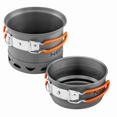 Zestaw garnków 2 w 1 z radiatorem szara, aluminium, 63-144, garnek, patelnia, Neo Tools