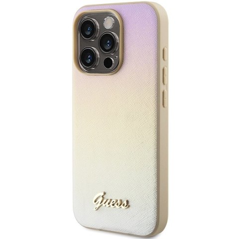 Guess GUHCP14LPSAIRSD iPhone 14 Pro 6.1" złoty/gold hardcase Saffiano Iridescent Script