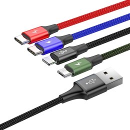 KABEL 4w1 USB-A -> Lighting iPhone / 2x USB-C / micro-USB Baseus Cafule CA1T4-B01 1.2m 3.5A W OPLOCIE