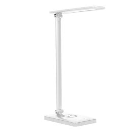 Lampka na biurko, aluminium + ABS, biała, 390lm, 3 typy oświetlenia, ładowarka bezprzewodowa IP20