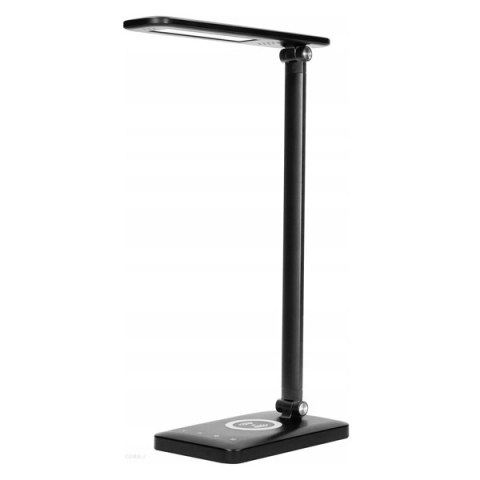 Lampka na biurko, aluminium + ABS, czarna, 390lm, 3 typy oświetlenia, ładowarka bezprzewodowa, IP20