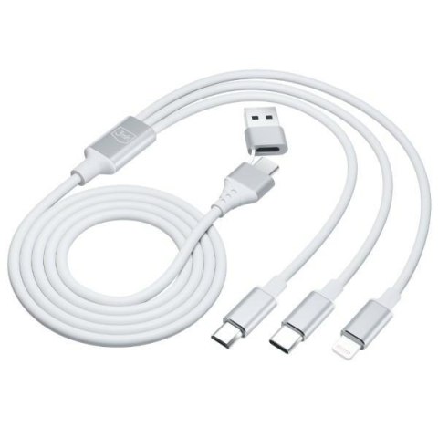 3MK Hyper Cable 3w1 USB-A/USB-C - USB-C/Micro/Lightning 1.5m Biały/White Kabel